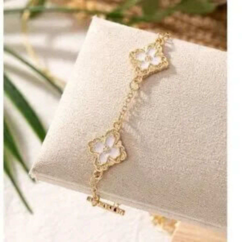 Luxe Gold Tone Clover Dainty Bracelet